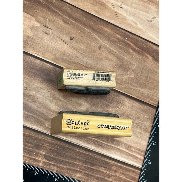 SET OF 2 STAMPENDOUS HOLIDAY PARTY THEMED WOOD MOUNTED RUBBER STAMPS NOISE MAKER - Picture 4 of 5